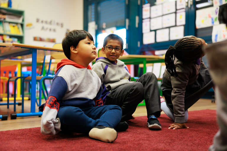 two pre school students in the classroom