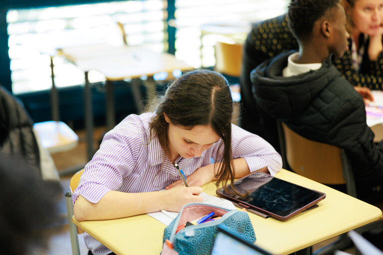 student writing