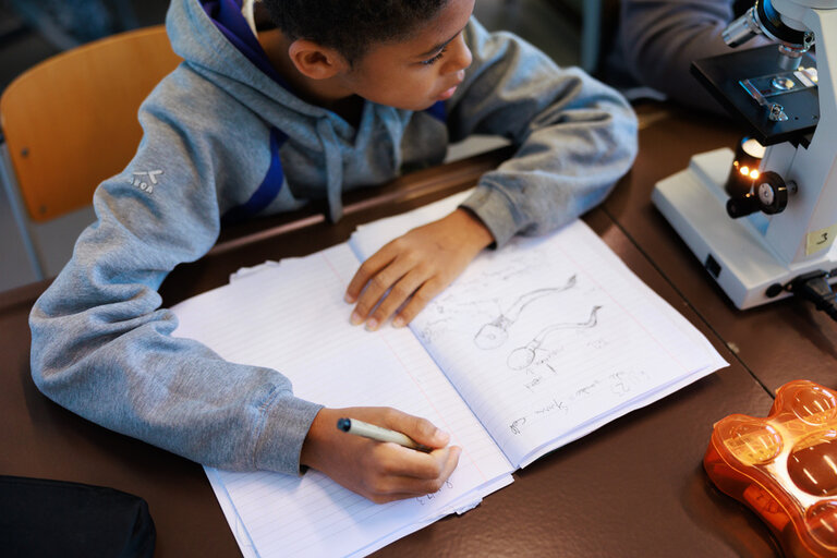 student writing